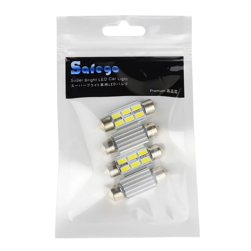 Safego 4x светодиодная гирлянда 31 мм C5W 36 мм светодиодный canbus 6SMD 42 мм светодиодный 9 SMD 5630 интерьер автомобильного салона Лампа фонарь освещения номерного знака лампы для чтения