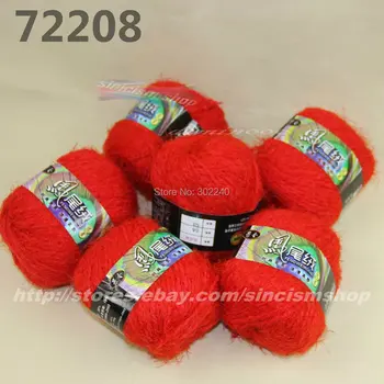 

6 Skeins X 50g soft Eyelash hand-woven Knitting Yarn red 722-08