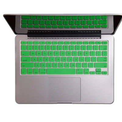 XSKN выдалбливают американский английский силиконовый чехол для клавиатуры, для MacBook Pro 13 15 17 Подсветка блестящая прочная клавиатура пленка - Цвет: Зеленый