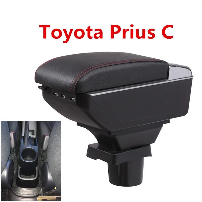 

For ToyotaPrius C Prius C armrest box central Store content Storage box Aqua armrest box with cup holder ashtray USB interface