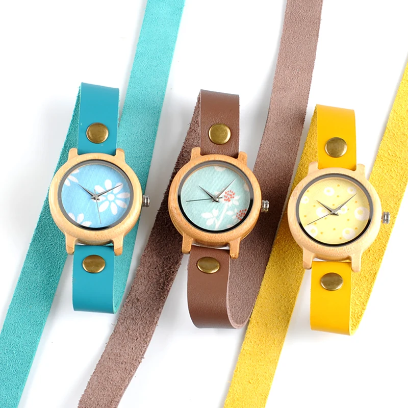 Новое поступление BOBO BIRD женские часы длинные три цвета бамбуковые часы из натуральной кожи Брендовые женские наручные часы relogio feminino