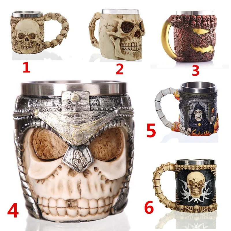 

Personalized Skull Mug Coffee Mug 304 Stainless Steel Resin Nobles Luxury Style Drinkware Very Cool Mug for Home Office Party
