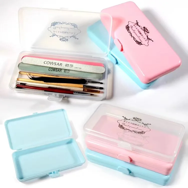 

Rectangle Nail Storage Box for Long Nail Tools Tweezers Cuticle Pusher Brushes Pens Nail Art Plastic Empty Holder Container Case
