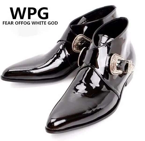 Chelsea Preto Primavera Sapatos De Preto Botas Britânico marfim Wpg outono Boots Moda Brogues Casual Ankle Estilo Homens Dos Couro p17dIqwFx