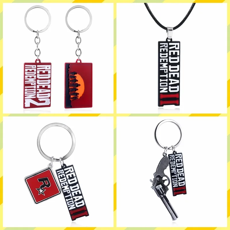 New Hot Sale Game Red Dead Redemption 2 Cosplay Keychain Letter Signage Pistol Alloy Pendant Souvenir Llaveros | Тематическая