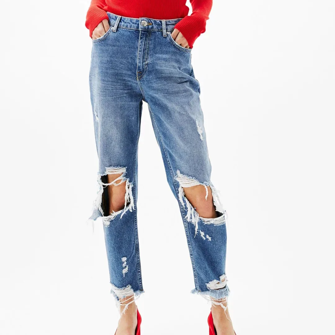 

A0328Y11 Europe and the United States in the spring of 2017 new fashion easy to break big hole jeans, 9718
