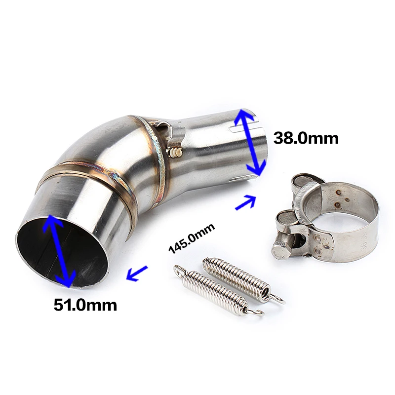Motorcycle exhaust connect middle link pipe stainless stee interface
