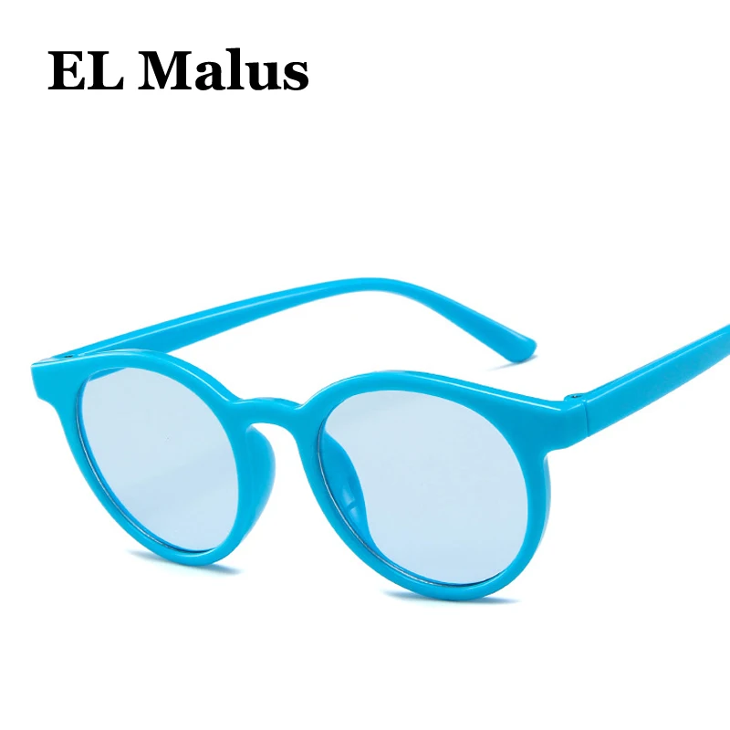 

[EL Malus]Cute Round Frame Sunglasses Children Kids Blue Pink Lens Mirror Fashion Child Boys Girls Sun Glasses Oculos Eyewear