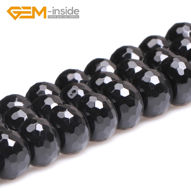 Натуральный черный оникс Агаты рондели разделительные бусины для изготовления ювелирных изделий Beads15 дюймов! GEM-inside