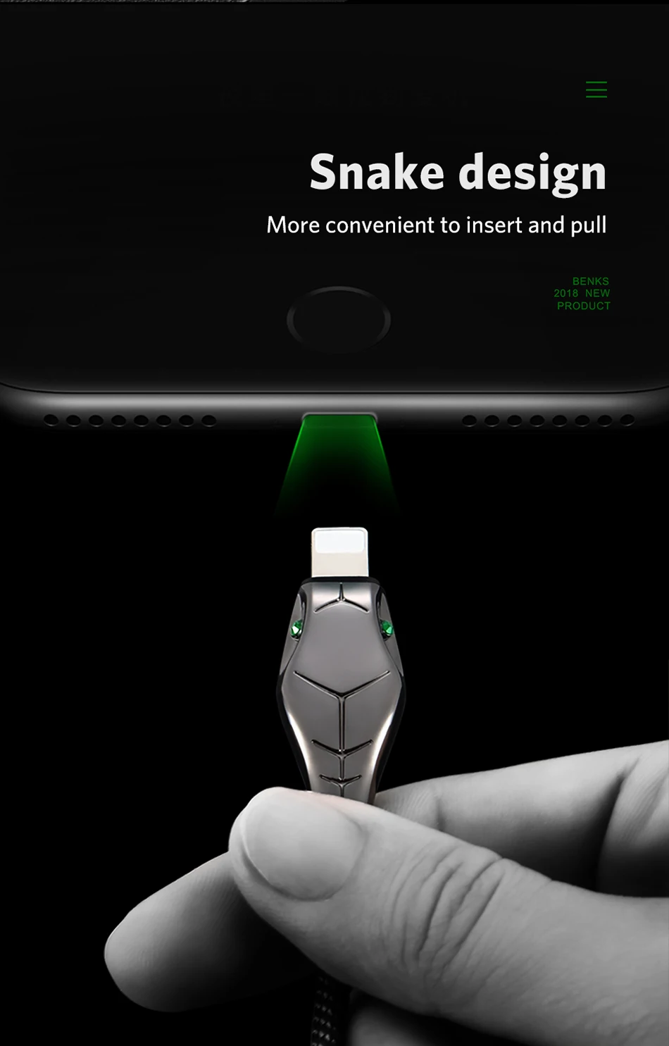Benks Lightning Cable 8 Pin For Apple iPhone X 10 8 7 6s 5 Plus Se IOS 9 10 3A Fast Charging Cables Snake Shape USB Cable 1 (7)