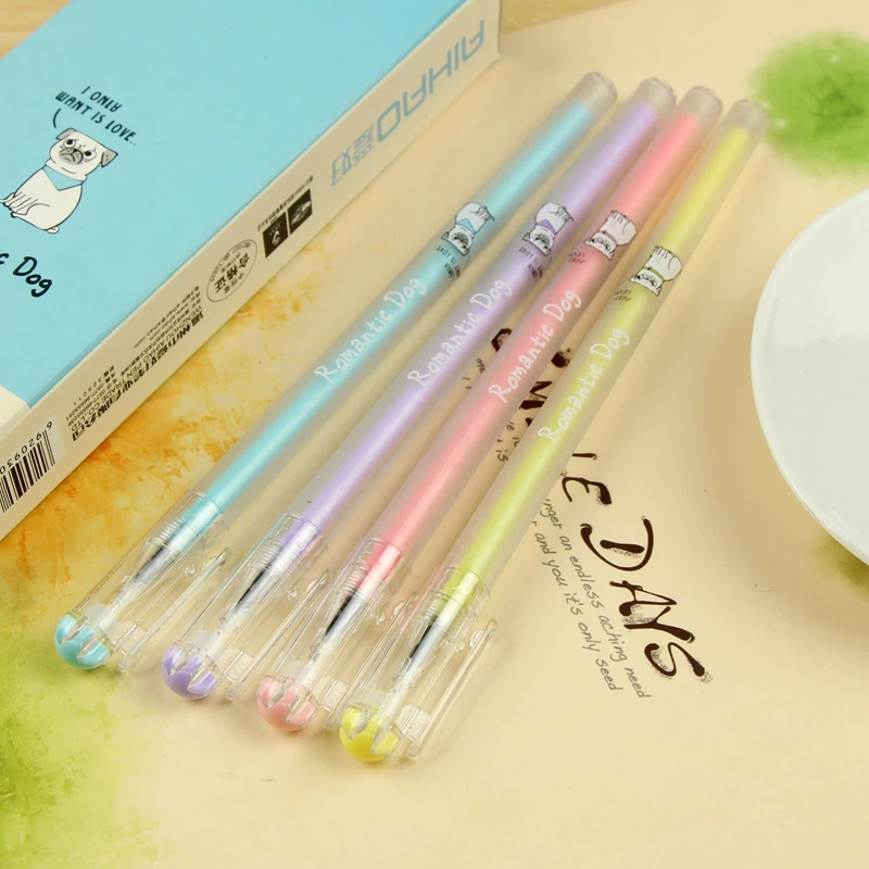 

36pcs/lot Korea Stationery Cute Dog Gel Ink Pen 0.5MM Black Blue Pens Canetas Material Escolar Office School Supplies Papelaria