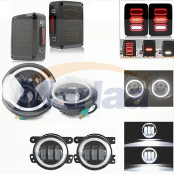 

For 07-15 Jeep Wrangler Hi-Power 40W White Angle Eye LED Headlights/Smoken LED Tail Lights/ White Angle Eye 4 Inch Led Fog Light