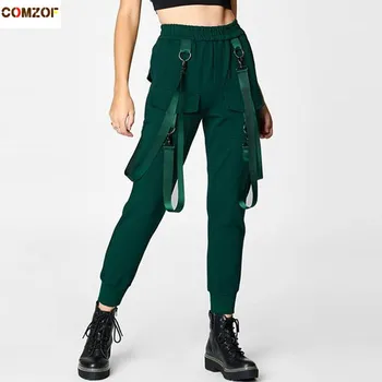 

Autumn winter women fashion ribbons patchwork punk pants street style joggers woman casual vintage trousers harajuku streetwear