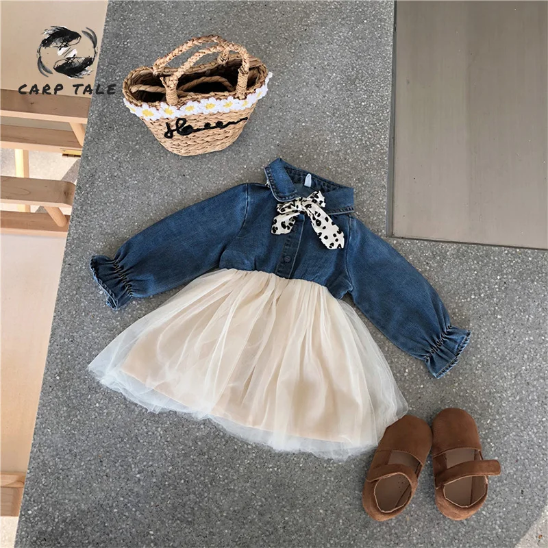 

2019 spring new children's clothing Korean girls baby leopard yarn skirt suit baby dress 1-2 year girl baby birthday dress