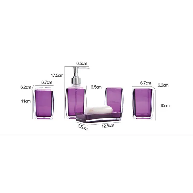 5Pcs/Set Acrylic Hotel Bathroom Toilet Accessories