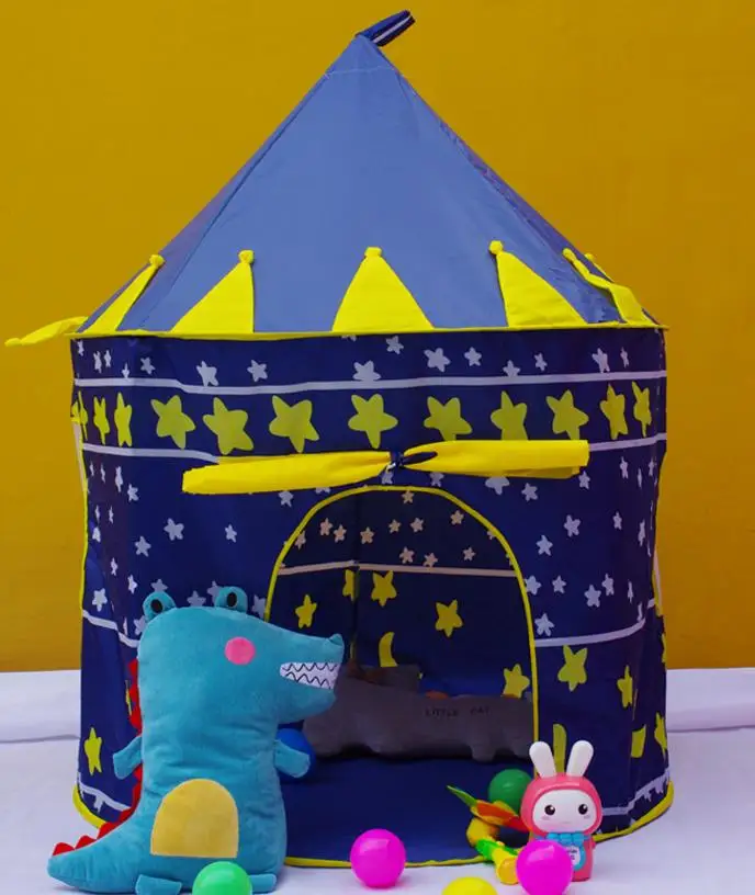 Cubby House Playhouse for Kids Cartoon Castle Tent Dome Indoor Outdoor Play Toys Tents For Girl Boy Children Gifts blue pink