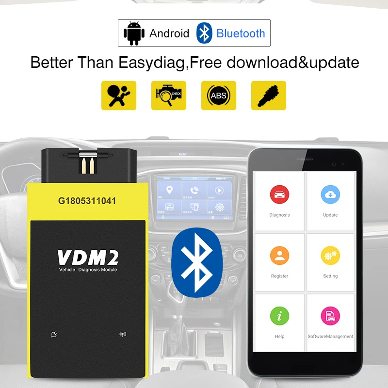 Автомобильные аксессуары UCANDAS VDM2 полная система V5.2 Bluetooth/Wifi OBD2 VDM II для Android VDM 2 сканер кода PK easydiag обновление бесплатно
