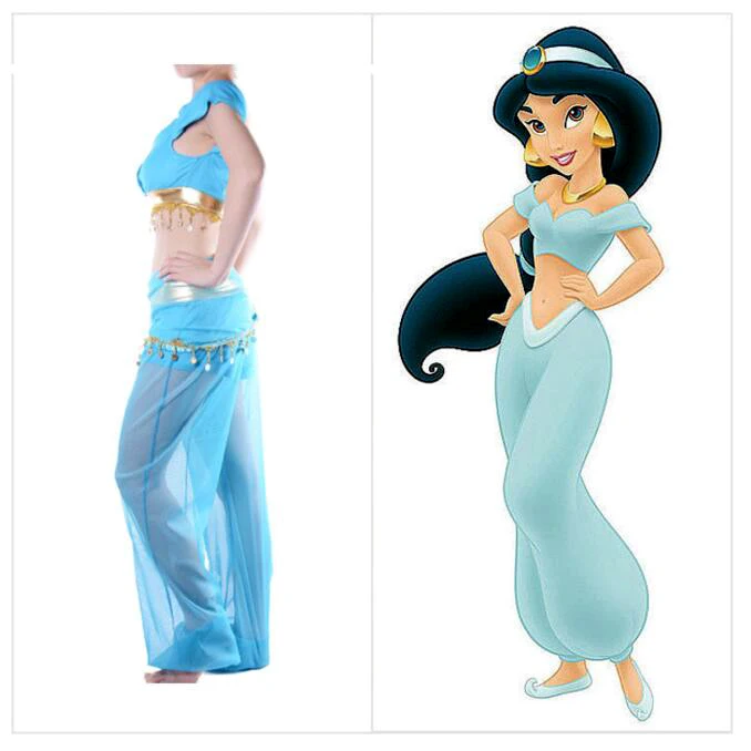 Princess Jasmine Costume for Women - Aladdin Fancy Dress for Halloween, Cosplay, Belly Dance, Indian Princess Party Outfit image 5