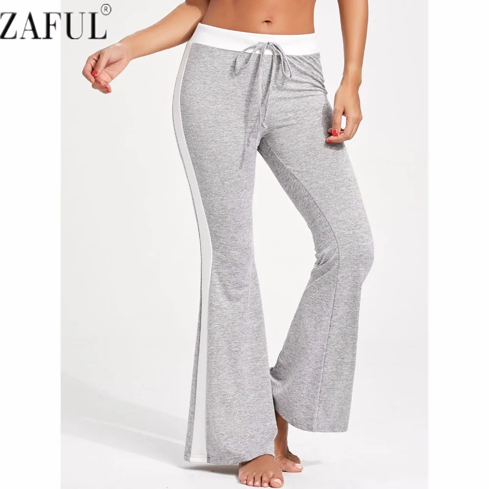 ZAFUL Yoga Pants Women Dance Yoga Single Stripe Drawstring Flare Pants