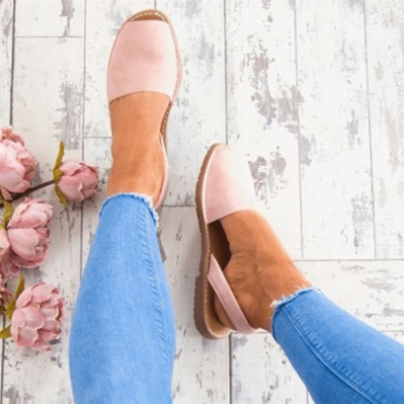 womens peep toe flat sandals