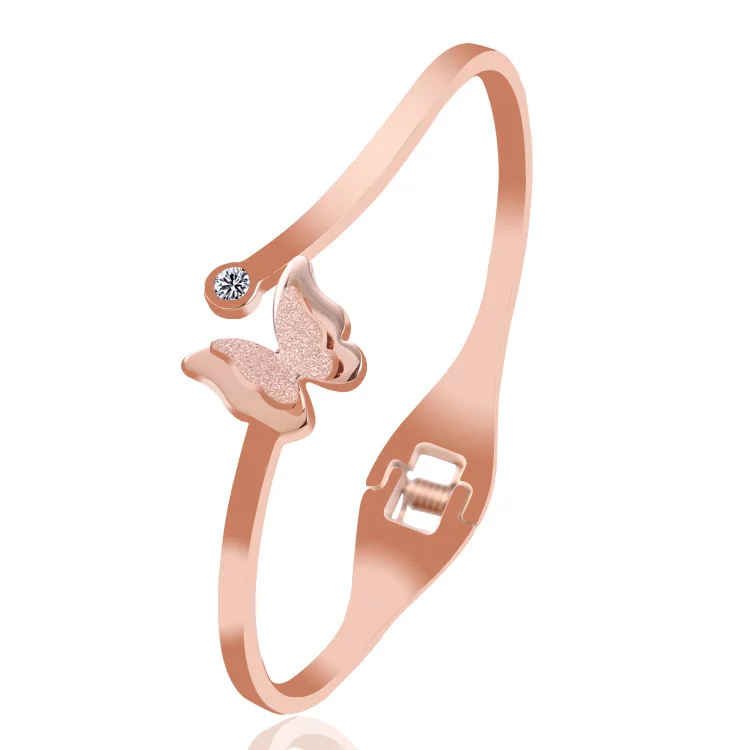

Top quality 2019 new fashion 18 k rose gold stainless steel bracelet butterfly bracelet for women