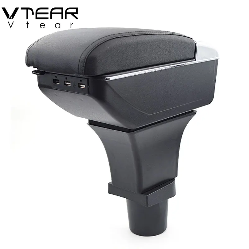 

Vtear For Fiat Palio armrest box USB Charging heighten Double layer central Store content cup holder ashtray accessories 04-07