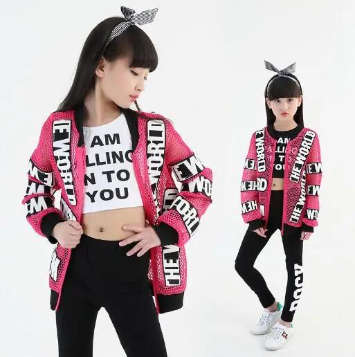 Fashion Children Jazz Dance Clothing 3Pcs/Suit Outfits Girls Street Dance Hip Hop Dance Costumes Kids Performance Clothes Sets Fashion Children Jazz Dance Clothing 3Pcs/Suit Outfits Girls Street Dance Hip Hop Dance Costumes Kids Performance Clothes Sets