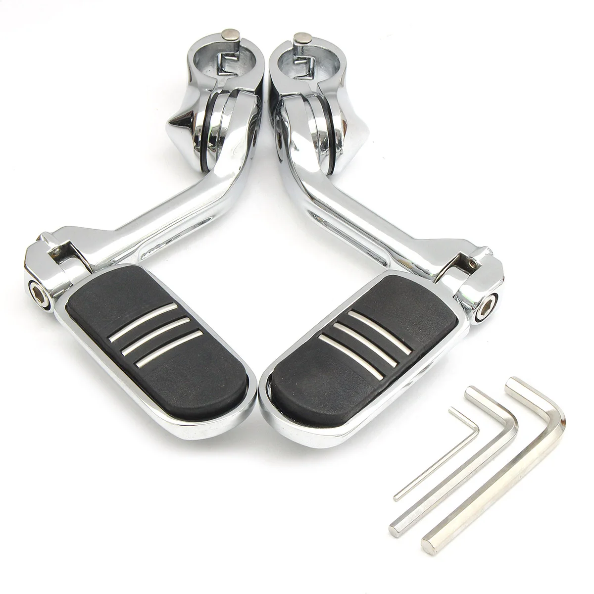 

32mm 1.25 Long Adjustable Chrome Rear Foot Peg Pedals Footrest Mount with 3 Allen Keys