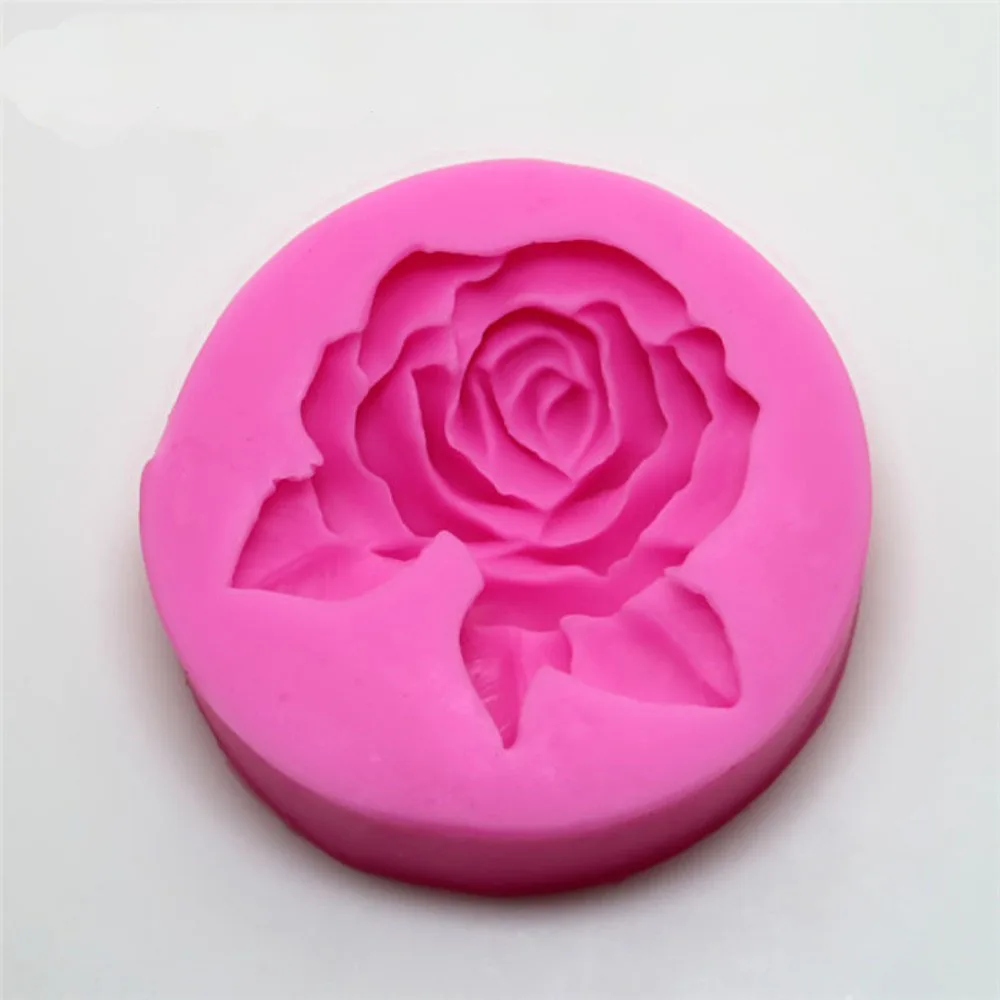 3D Роза с листьями форма силиконовая форма для ручной работы мыло Смола Глина Ремесло Плесень DIY украшения инструменты Сахар Ремесло Инструменты цветок плесень
