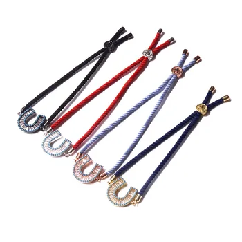 

10pcs Classic U Letter CZ Bracelets, U Shape, Rope charm jewelry with aaa zircon stone for gifts