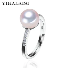 YIKALAISI, 925 пробы, серебро, натуральный пресноводный жемчуг, AAA циркон, модные кольца, ювелирные изделия для женщин, 8-9 мм, жемчуг, регулируемые кольца