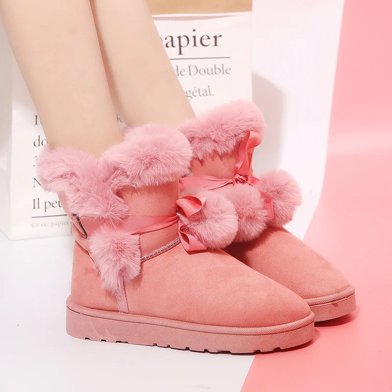 

Rimocy 2018 Winter Spuer Warm Fur Women Boots Ladies Pink Non-slip Patform Snow Boots for Women Winter Ankle Boots Shoes Woman
