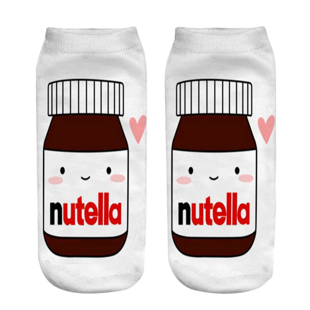

Lovely 3D Nutella Letter Bottle Funny Socks for Girl Casual Cartoon Design Happy Socks Unisex Low Cut Ankle Christmas Socks
