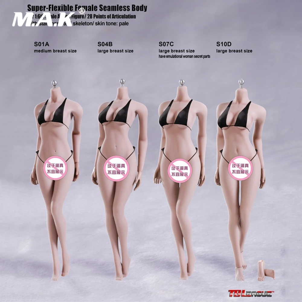 3 Colors 1/6 Scale Female Flexible Figure Body 12'' Woman Doll Model Toy 