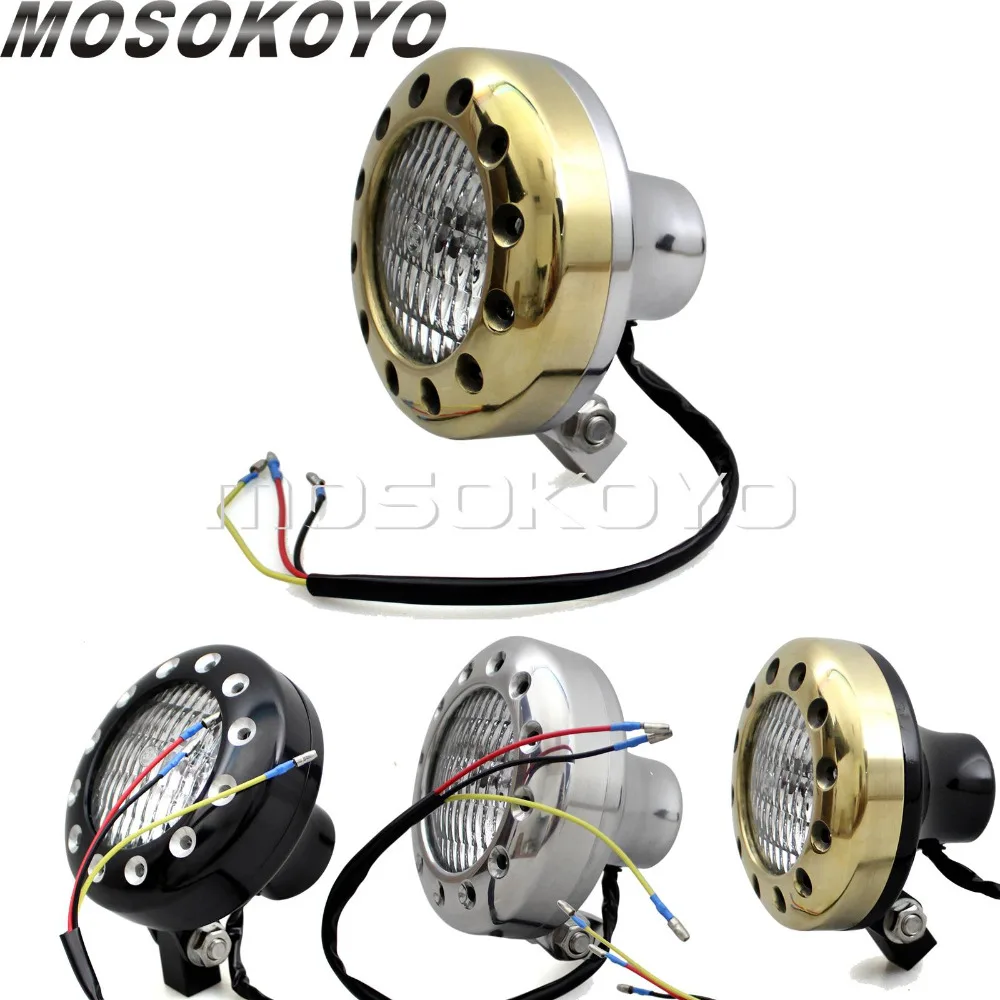 4.5" Solid Brass Polish E Mark C AS E4 Motorcycle Headlight Vintage