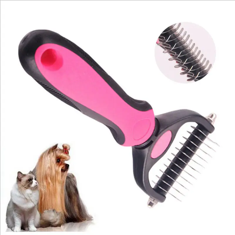 

Professional Comb Dematting Rake Pet Shedding Tool Dog Cat Hair Grooming Brush