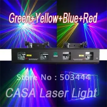 

4 lents stage light 50mW Green + 200mW Red laser + 150mW Yellow laser + 100mW Blue laser for disco party DJ equipment