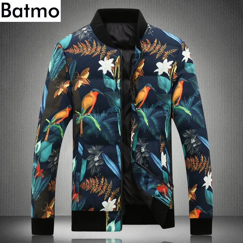 

BATMO 2018 new arrival winter high quality 80% white duck down jackets men,men's winter printed warm coats,plus-size Y18862