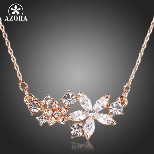 AZORA золотые и с украшениями в виде звезды цветка Cubic Zirconia кулон Цепочки ожерелья