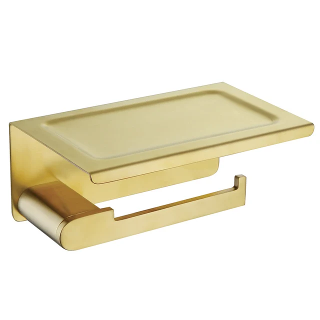 Newly Gold Bathroom Accessories Set Wall Mounted Towel Bar Holder Toilet Paper Holder Brushed Brushed Bathroom Hardware Set Holder With Cover