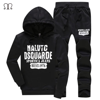 

Tracksuit Men Hoodies Men Winter Fleece Tracksuits Print Sportswear 2PC Jackets + Pants Sudaderas Hombre Men's Clothing D31