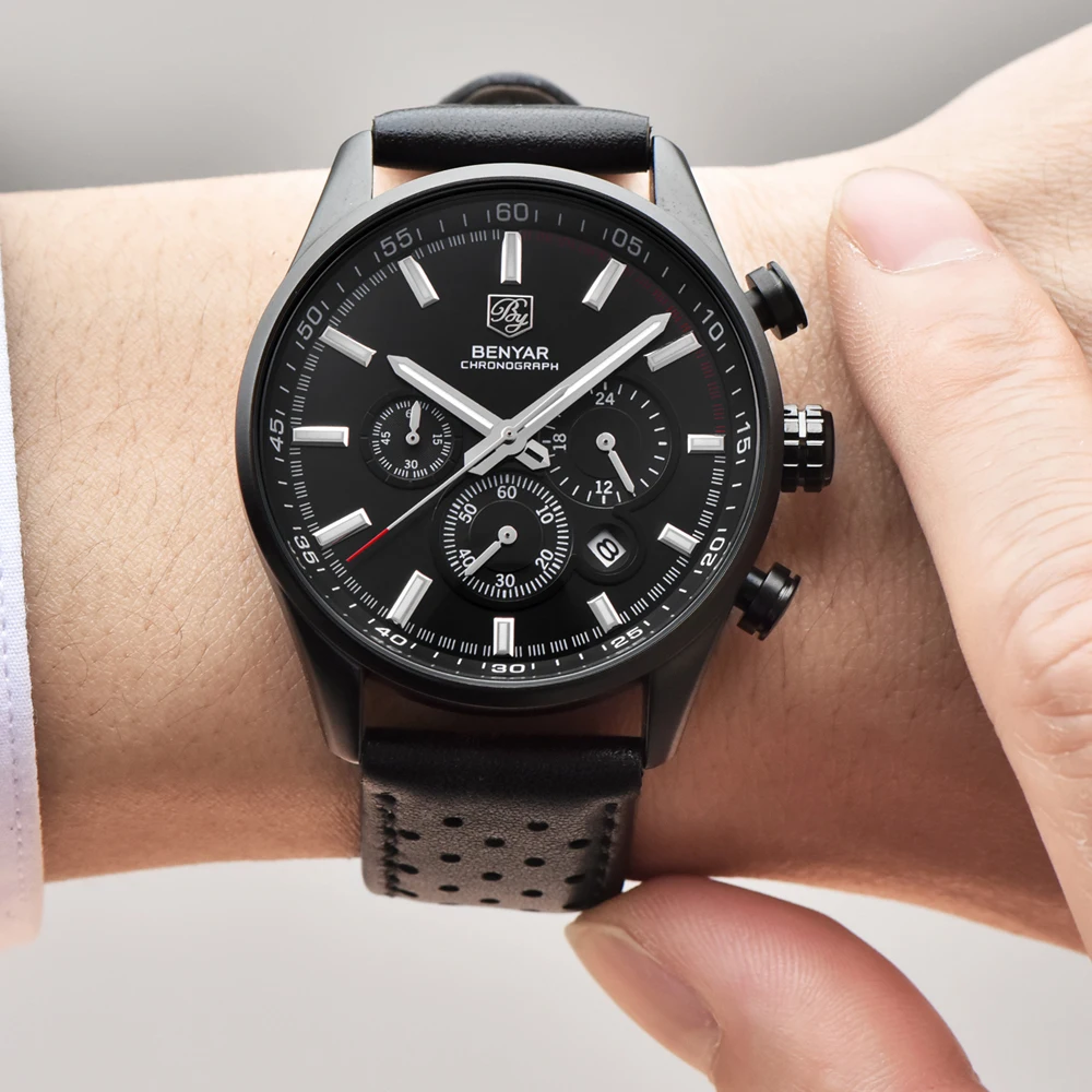 Kopen Reloj Hombre 2017 BENYAR Mode Chronograaf Sport Heren Horloges Topmerk Luxe Militaire Quartz Horloge Klok Relogio Masculino