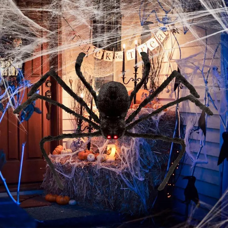 50 см страшный жуткий паук плюшевый игрушка на Хэллоуин-вечеринку, страшный Декор Дом с привидениями реквизит(черный