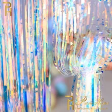 2M Wedding Backdrop Transparent Allochroic Tassel Foil Curtain Kids Birthday Party Decorations Adults Unicorn Party Backdrop