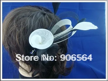 

Cheap black and white feather fascinator hats good quality bridal hats good for wedding party headwear 6pcs/lot free shipping!