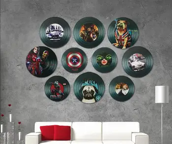 

Modern Wood Vinyl Record Wall Hanging Pendant Retro Restaurant Bar Wall Mural Decoration Hotel Home Wall Sticker Ornaments Decor