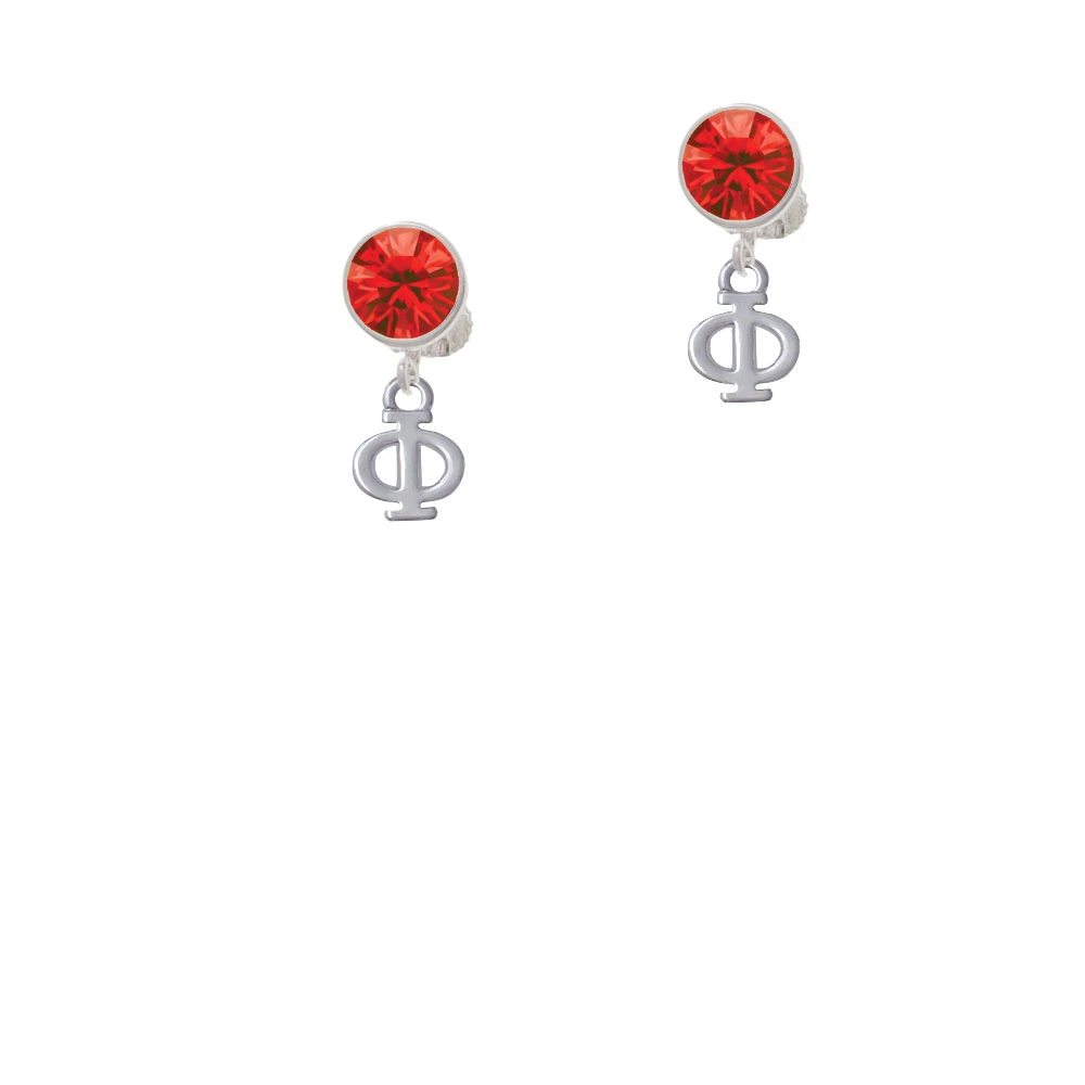 Small Greek Letter - Phi - Crystal Clip On Earrings (4)