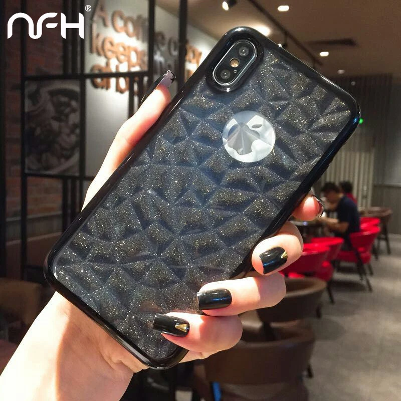 Роскошный силиконовый чехол с блестками и кристаллами для iphone 7 8 телефона X XR XS MAX 6