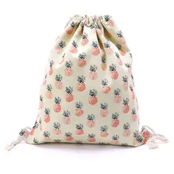 THINKTHENDO для женщин рюкзак для путешествий на шнуровке Cinch Мешок ананас печати холст пляж шнурок сумки для девочек 2018