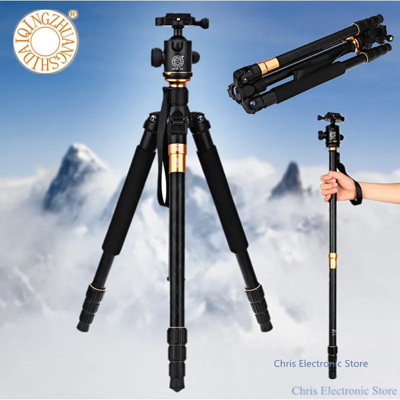 

QZSD Q999 Professional Portable Lightweight Travel Tripod Monopod Ball Head Camera Stand For Digital SLR DSLR Camera Fold Tripe